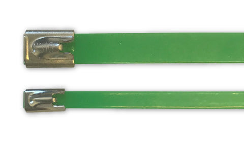 Cable Tie Stainless Steel Grade 316 Coated Green 316 4.6mm x 200mm