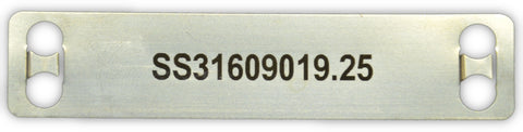 Stainless Steel cable tag printed 90 x 19 x .25mm and .5mm thick