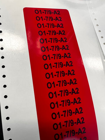 Vinyl label for Telco 250mmx50mm Red